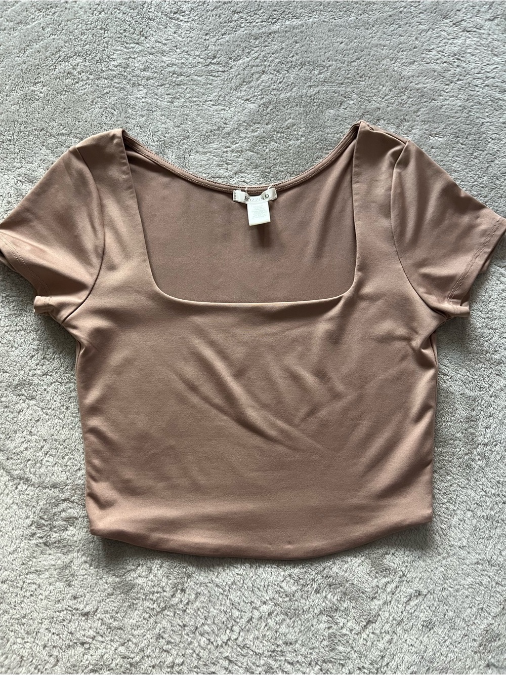 Short Sleeve Top Crop- Taupe
